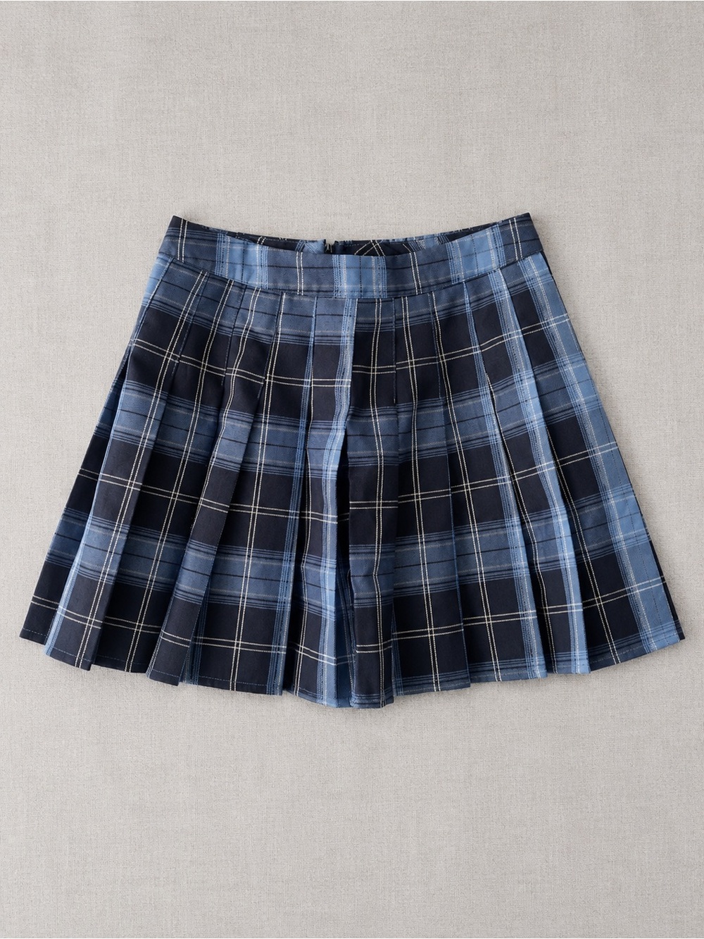 Blue Plaid Pleated Mini Skirt - Picture 3 of 6